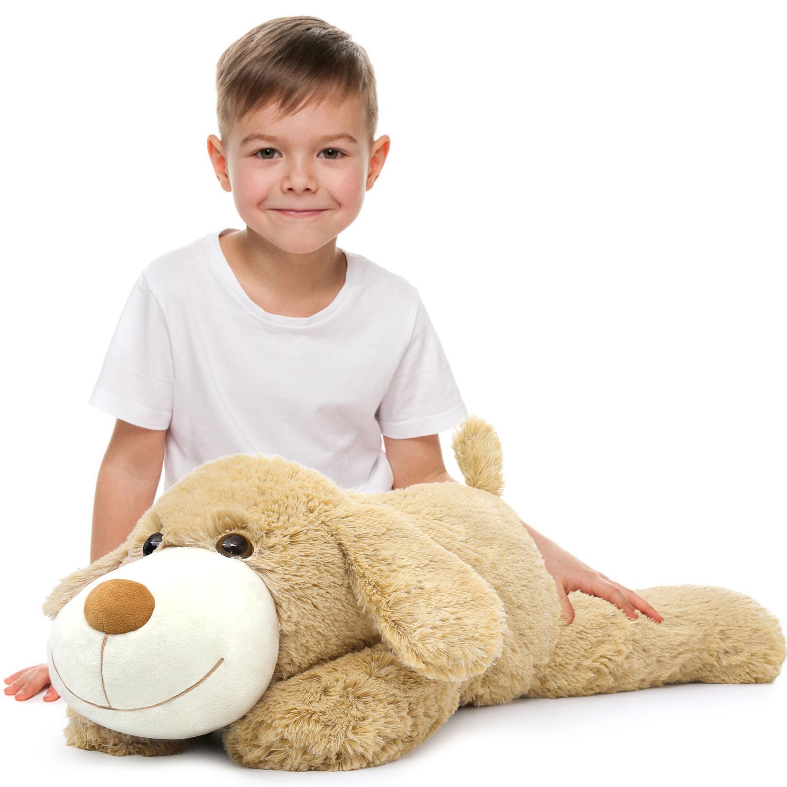 Beniny Giant Dog Puppy Stuffed Animal 32', Cute Big Stuffed Dog Body Pillow For Kids, Large Stuffed Animals Dogs Plush Toy Gift